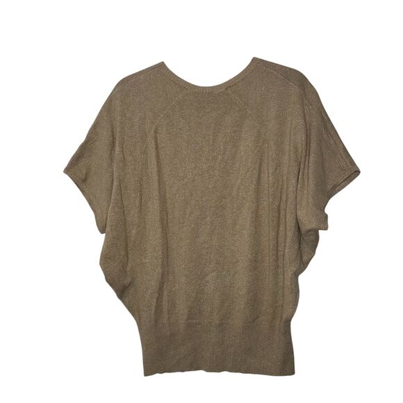 NEW Lane Bryant Metallic Sweater 18/20 Tan Gold Dolman Short Sleeve V Neck - Picture 2 of 8